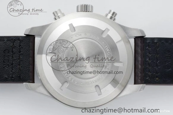 MIROTIME 0126 Pilot Chrono SS AZF 1:1 Best Edition Black Dial Orange Markers on Brown Leather Strap A EasyCare 7065